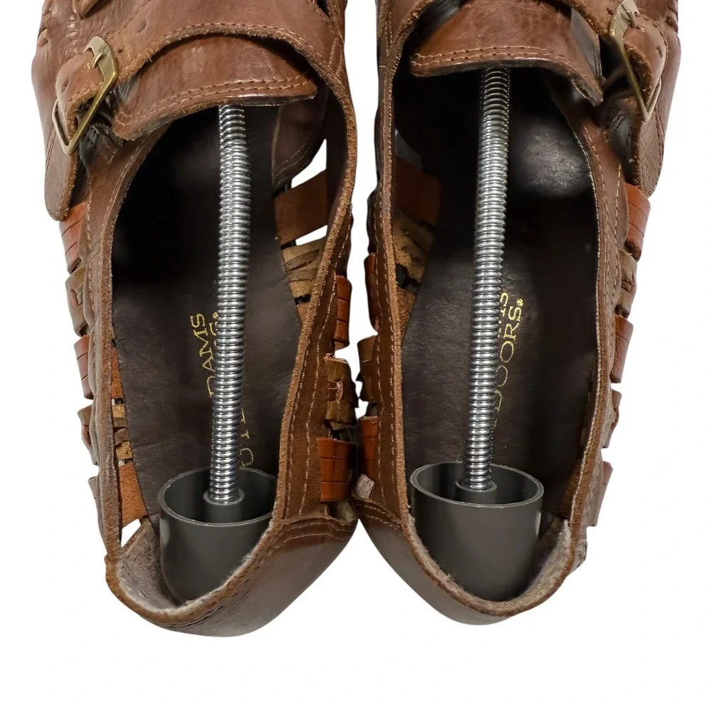 Men's Stacy Adams Outdoors‎ Woven Leather Fisherman Sandals Brown Buckle Shoe 11